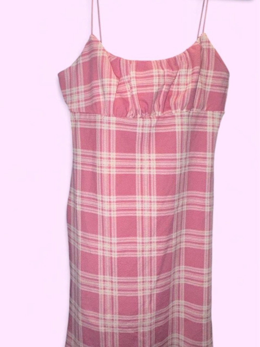 Y2K Pink Plaid Spaghetti Strap Mini Dress